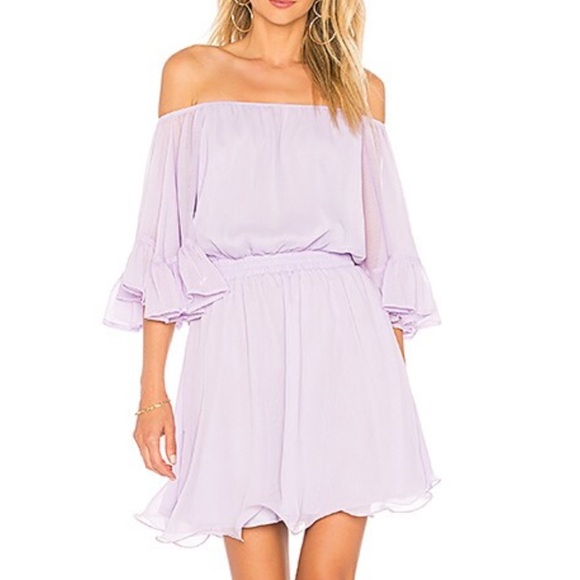 Revolve Endless Rose Lavender off the shoulder dress size L NWT Smocked Waist. - Picture 7 of 8